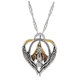 Ciieeo Collar Dije de Jesús Barroco para Mujer, Cadena de Clavícula Colgante de Corazón y Letras, Joyería Religiosa para Comunión y Ocasiones Obsequios, Color Plateado, Tamaño Ajustable