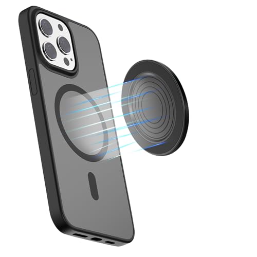 HAFOKO 2.2" Magnético Selfie Espejo para Volver Cámara Compatible para iPhone 17 16 15 14 13 12 Pro MAX Magnético Redondo Delgado Móvil Teléfono Convexo Espejo para Smartphones Vlog-Negro