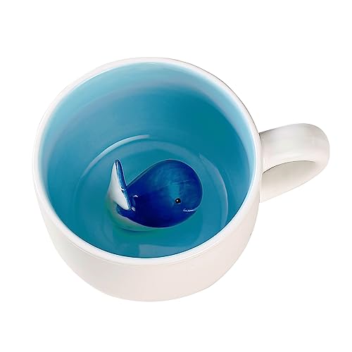 BigNoseDeer Jolie tasse à café Kawaii en céramique thé au lait de baleine - Cadeau d'anniversaire femme, elle, homme, maman, fille, chocolat chaud, boisson, mariage, fête des pères, fête des mères