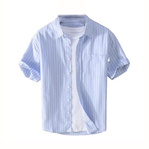 Chemise manches courtes homme Oxford rayée décontractée ample