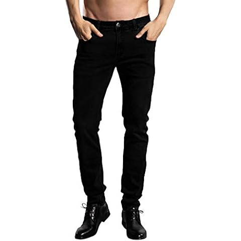 ZLZ Slim Fit Jeans, Men's Younger-Looking Fashionable Colorful Comfy Stretch Skinny Fit Denim Jeans, Black Jeans Pants for Men Size 32 Cover
