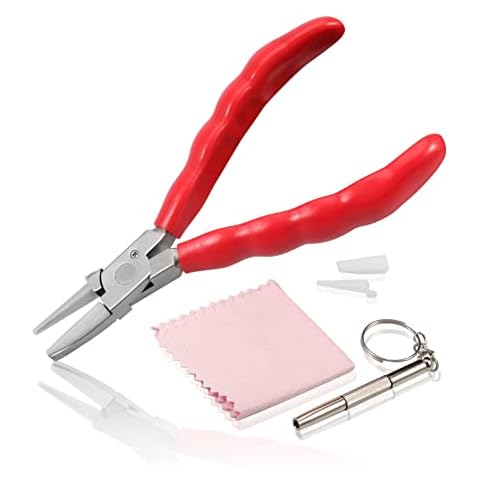 LEONTOOL 6 Inches Half Round Pliers Nylon Jaw Eyeglasses Frame Pliers Eyeglasses Repairing Plier Adjusting Eyeglass Arms Frame Pliers Optical Hand Tool with Screwdriver and Glasses Cloth Cover