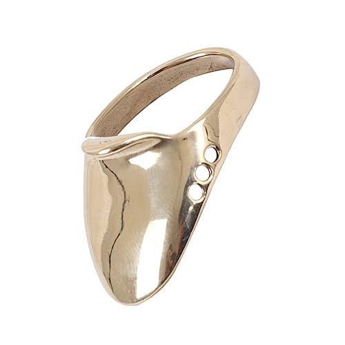 Happyyami 1Set Portable Brass Finger Guard Wear Resistant Archery Ring for Hunting Supply Comfortable Ergonomic Design and Thumb Protector
