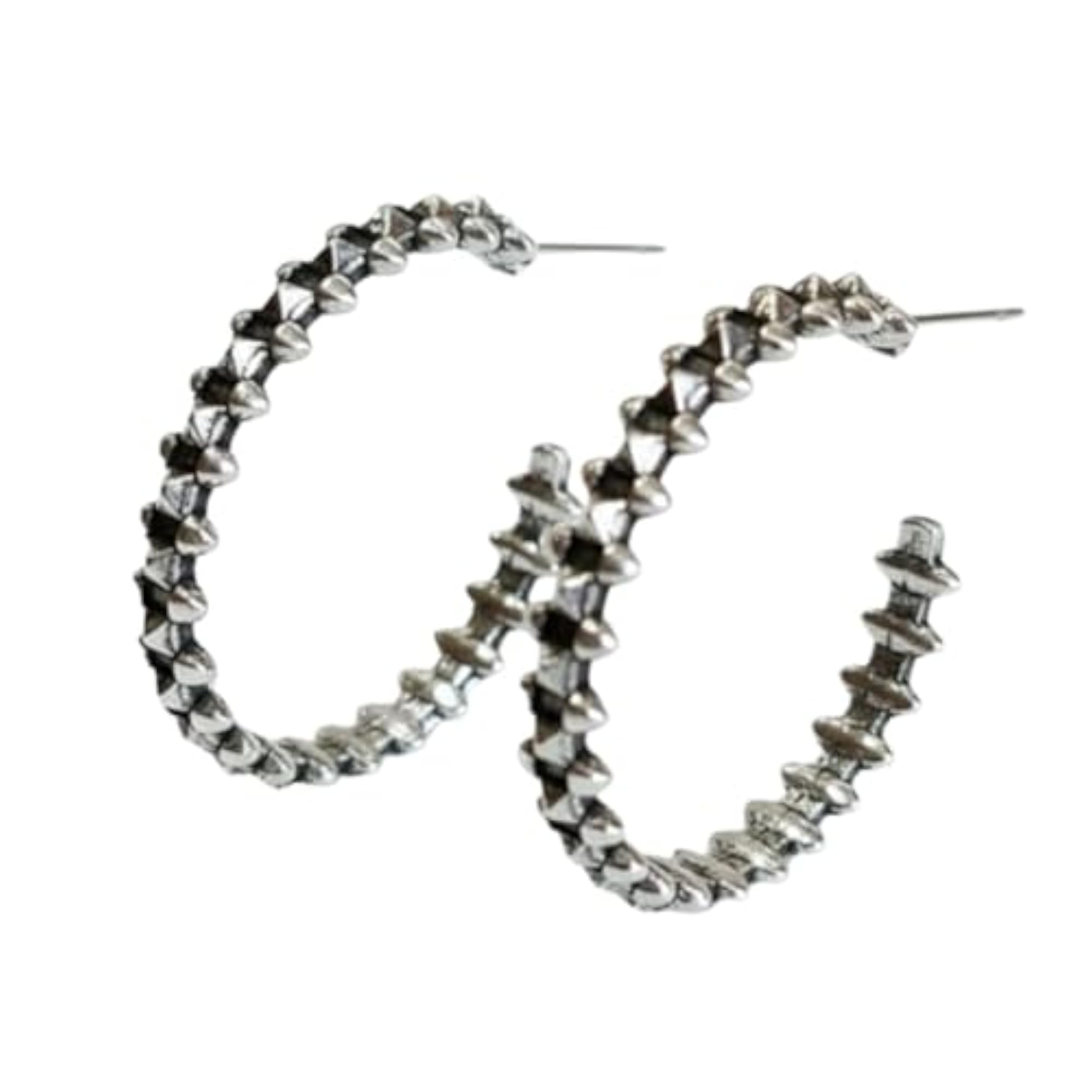 Antique Textured Hoop Earrings, Vintage Style