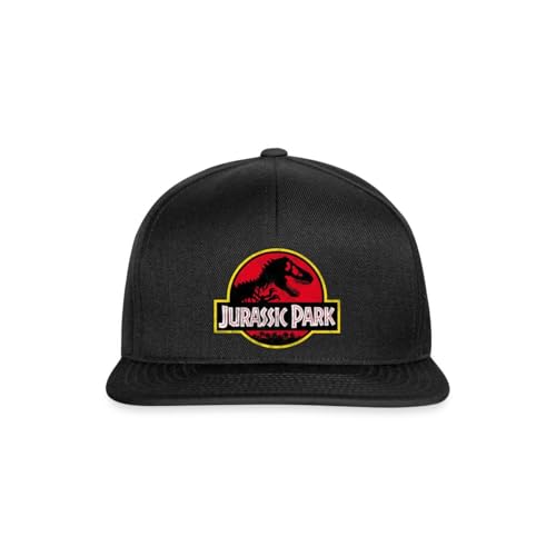 Image of Spreadshirt Jurassic Park Classic Logo in Red with T-Rex Snapback Cap, One Size, Black/Black