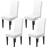 Dioxide Coprisedie con Schienale 6 Pezzi Elastico, Copri Sedia da Cucina Tessuto Confortevole,Universali Coprisedia Elasticizzati, Moderno Fodera Sedia per Soggiorno,Cucina,Casa (Bianco)