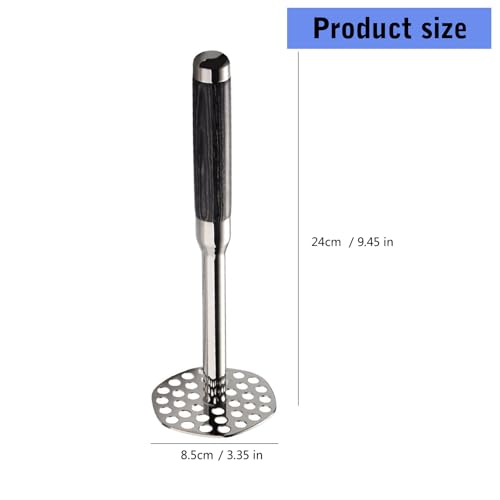 Prensa manual de patatas de acero inoxidable con mango ergonómico de madera para puré 5