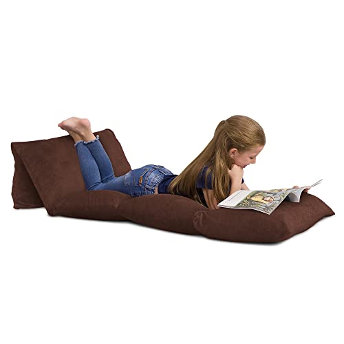 Posh Creations Kids Floor Pillow Cover - Premium Cushion and Lounger Covers for Pillows (Queen Pillows NOT Included) - Gifts for Teenage Girls, Queen Pillow Size, Faux Rabbit Fur - Brown