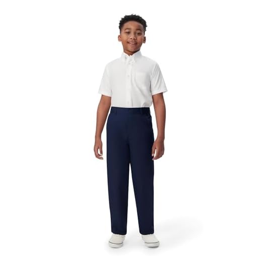 French Toast Calça de uniforme escolar para meninos sem cadarço (padrão e husky), Azul marino, 4 Anos