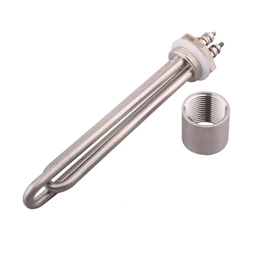 DAVBIR Calentador eléctrico Tubular de inmersión DN25, 12V, 24V, 36V, 48V, 300W, 600W, 900W, 1200W, 1500W, 304SS, Elemento calentador de agua Solar CC de 1 pulgada perfection (Color : With accessorie