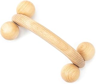 Minidiva Wooden Body Roller Wheels Balls Massager Arm Leg Back Foot Hand Neck Shoulder Muscle Pain Relief Handheld Massage Tool