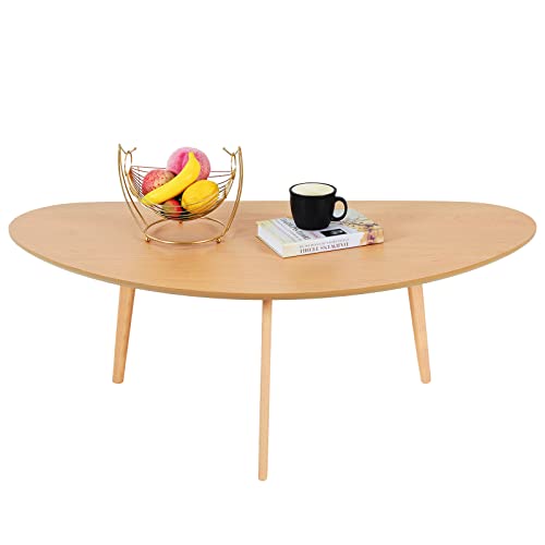 Firminana Mid Century Modern Coffee Table,Large Oval Coffee Table For Living Room,Oval Small Mangotop Coffee Table For Small Spaces Nature Wood-47.3" W X23.63 D X 17.72" H #TOP5