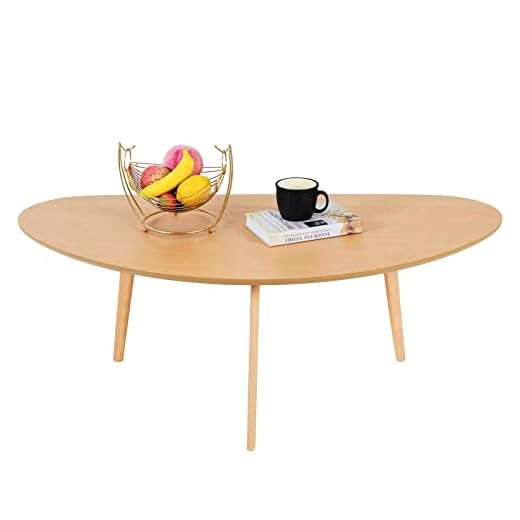FIRMINANA Mid Century Modern Coffee Table,Large Oval Coffee Table for Living Room,Oval Small Mangotop Coffee Table for Small Spaces Nature Wood-47.3" W x23.63 D x 17.72" H