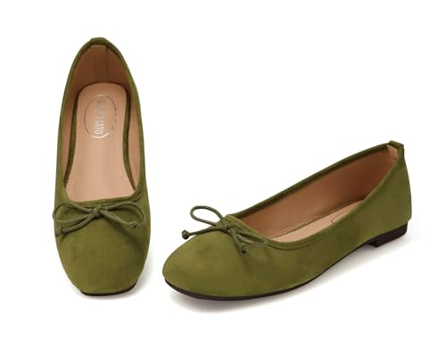 ODORHEISAYO Dress Shoes for Women Office Shoes, Square Toe Ballet Flats Shoes Casual, Cute Bows Flats for Women, Comfort Slip ons Womens Shoes Dressy for Holiday Wedding Work Party3