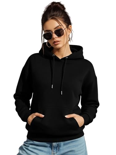 Image of JUNEBERRY Cotton Fleece Regular Fit Solid Sweatshirt Winter Wear Jumper Full Sleeve Hoodie for Women (Sizes- S to 3XL)