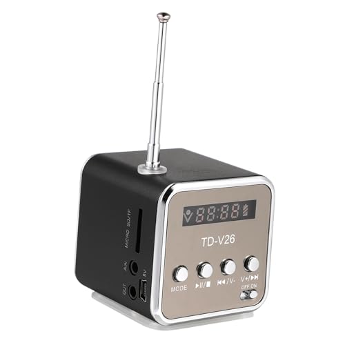 Kisangel Altavoz Inalámbrico Portátil Mini Radio FM y Metálica De Protección para Uso Escritorio y Viajes
