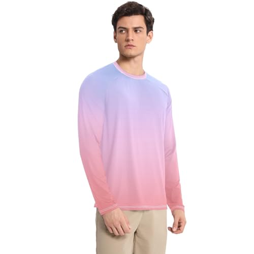 Purple Gradient Men's UPF 50+ Swim Shirts Slim fit Elasticity UV Protective Clothing Summer3