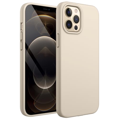 JETech Silicone Case for iPhone 12 Pro Max 6.7-Inch, Silky-Soft Touch Full-Body Protective Phone Case, Shockproof Cover with Microfiber Lining (Gold)