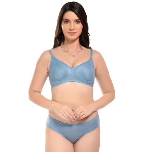 Image of SGC Women Cotton Blend Lingerie Set||Lightly Padded Wirefree Bra & Panty Set||Bridel Set for Women & Girls