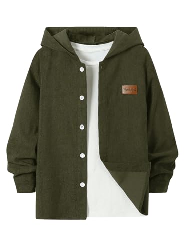 SweatyRocks Boy's Hooded Jacket Long Sleeve Button Down Loose Casual Outwear Coat