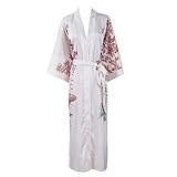 不适用 100% Silk Robe Bademantel Frauen Maulbeerseide Kimono Langes Gewand Lässig Nachthemd Hochzeitsbraut Bademantel Party Roben (Blau)