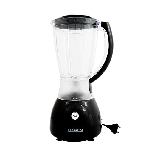 HAGEN, Blender et Moulins à Café 2en1 à 4 Vitesses et Fonction Pulse, Robot Culinaire Multifonctions, bol en plastique de capacité de 1,7 litres, Noir, Haute Puissance de 600 W Max, HA5527-noir