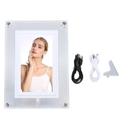 5 Inch Acrylic Digital Picture Frame with Colorful LED, High Def Screen, 4G Memory, Automatic Rotating Display for Home Decor and Office Use