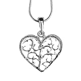 House of Morgan PEWTER - Handmade Swirly Heart Pewter Pendant Gift - Adjustable Love Charm Necklace - Jewelry for Mom