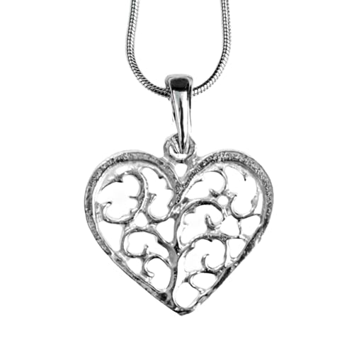 House of Morgan PEWTER - Handmade Swirly Heart Pewter Pendant Gift - Adjustable Love Charm Necklace - Jewelry for Mom