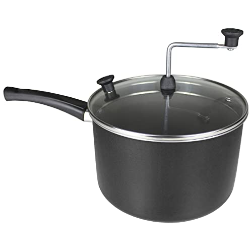 Pipoqueira com Tampa de Vidro Preta Alumínio Antiaderente Dona Chefa