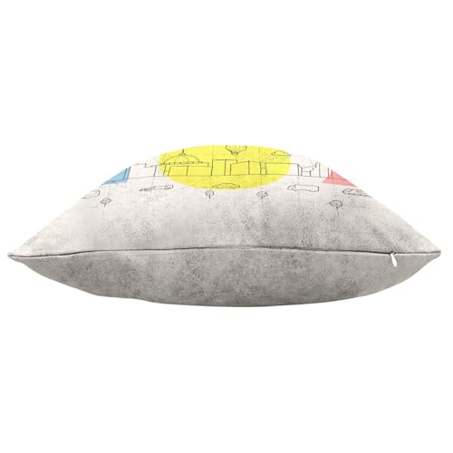 Coussin similicuir blanc 40x40 cm avec housse et garnissage dessin enfant