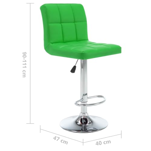 Tabouret de bar chic en similicuir vert et acier chromé de qualité