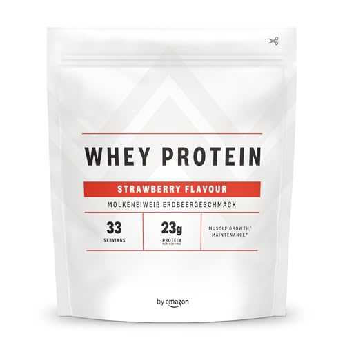 by Amazon - Nutrition Whey Protein Powder 1kg Strawberry (Anciennement sous la Marque AMFIT, Même Produit)