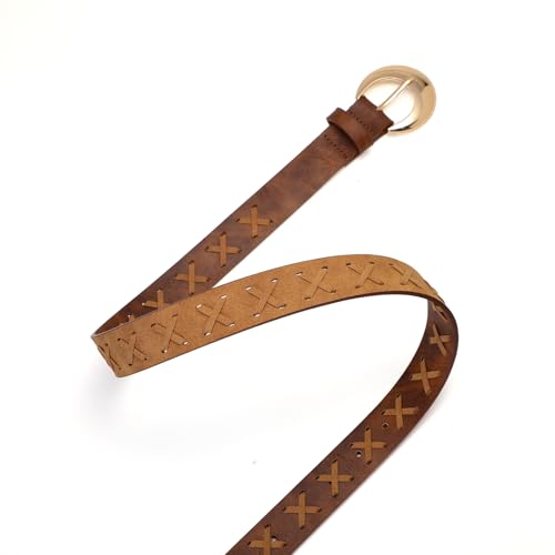 Womens Leather belt for Jeans Fashion Belt with Gold Buckle Ladies Belt for Jeans Pants Business Casual Outfits4