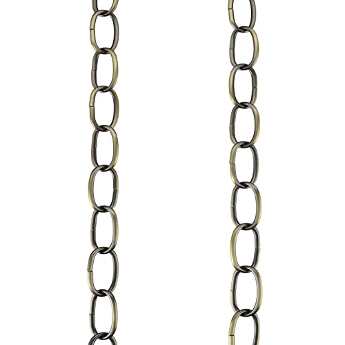 Image of Aspen Creative 21118-52,Steel 3 Feet Heavy Duty Chain for Hanging Up Maximum Weight 40 Pounds-Lighting Fixture /Swag Light /Plant in Antique Brass.11 Gauge.