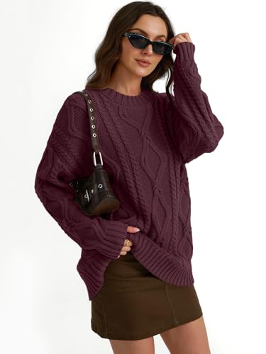 Image of Trendy Queen Women's Oversized Cable Knit Crewneck Sweaters
