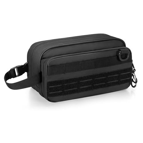 Trousse de toilette de voyage pour homme tactique noire de grande capacité