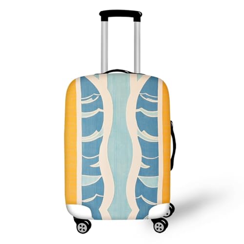 FOR U DESIGNS Luggage Covers for Suitcase Stretchy Protective Luggage Covers Scratch-Resistant Fits 25-28 Inch Carry on Bags Summer Geometric Print Blue