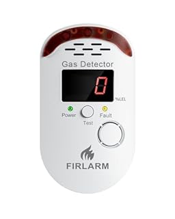 Firlarm Gas Leak Detector for Home, Plug-in Natural Gas Detector for Propane, Methane, Butane, LPG, Combustible Gas Alarm Monitor with LED Digital, Audible and Visual Alert, for Kitchen, RV, Garage
