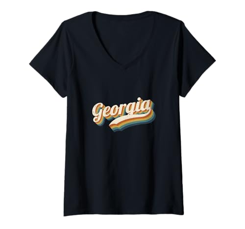 Femme Vintage Georgia Personnalisé Nom Georgia T-Shirt avec Col en V