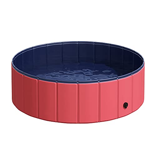 PawHutBañera para Perros Gatos Plegable Piscina para Mascotas Natación Baño Φ100x30cm Color...