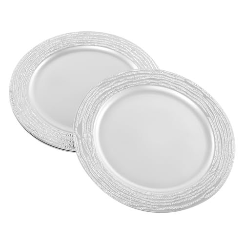 100 platos cargadores redondos de plástico 13 pulgs plateados miniatura 5