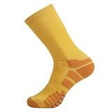 PRIOKNIKO Calcetines Deportivos Hombre Calcetines Deportivos De Baloncesto Transpirables A Media Pantorrilla Para Ciclismo Y Carrera,Amarillo,Talla Única