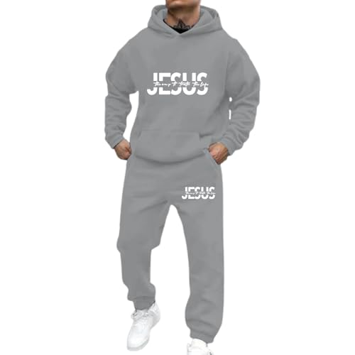 Ensemble survêtement homme à capuche sweat imprimé lettres et pantalon jogging streetwear décontracté