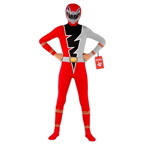 Morphsuits Red Power Rangers Dino Charge Morpher, Dino Fury Red Ranger Costume Kids, Boys Halloween Costume, Halloween Costumes for Kids, Large