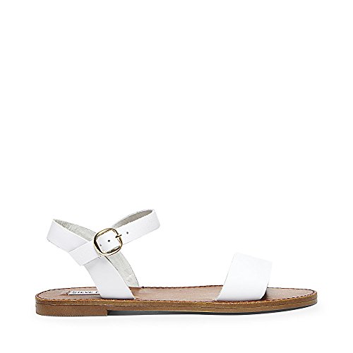 Steve Madden Women's DONDDI Sandal, white leather, 7.5 M US