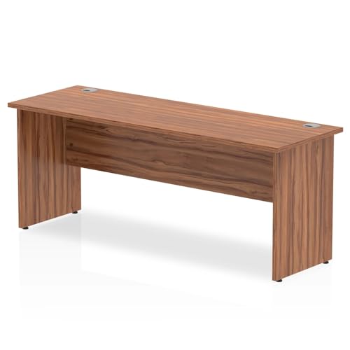 Mr Office Impulse Slimline Panel End Straight Desk - 600mm deep, Walnut, 1800