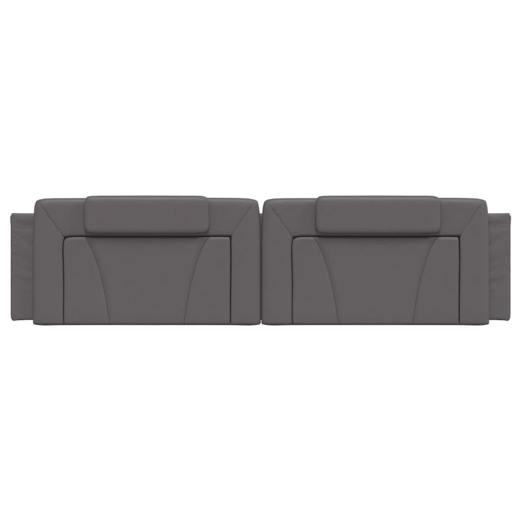 vidaXL Cabecero de Cama Acolchado Viana, Cabezal Tapizado de Cojín Almohada, Cabecera Colgante, Mueble para Dormitorio, Cuero Sintético Gris 200 cm