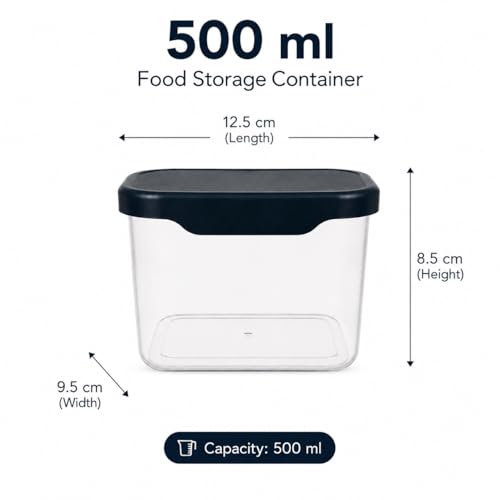Image of Multi-Purpose Container, Transparent Kitchen Organizer Box, Airtight Dry Food Storage Jar for Rice, Flour, Snacks & Grocery Storage, BPA Free, Space Saving Design (2, 500, Milliliters)
