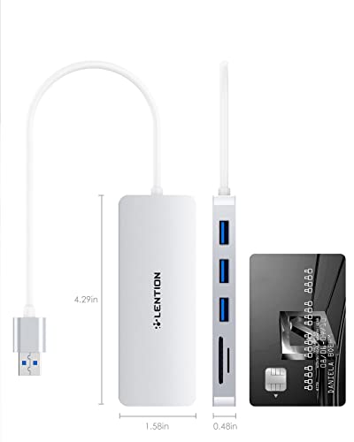 Lention Usb 3.0 Hub With 3 Usb 3.0 & Sd/Micro Sd Card Reader Adapter For Micro/Sdxc/Sdhc/Sd/Uhs-I Cards Compatible Macbook Air/Pro (Previous Generation), Surface, Chromebook, More (Cb-H15, Silver) #TOP7